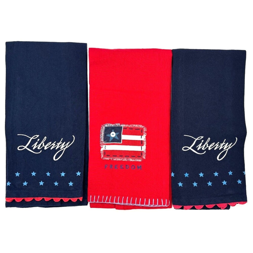 Kay Dee Designs Large Tea Towels Set of 3 Americana Patriotic Liberty Free 16x26